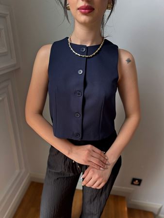 Lacivert Bisiklet Yaka Yelek