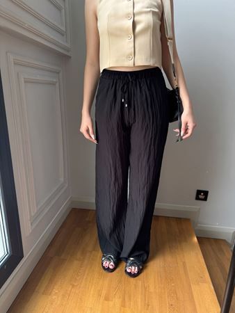 Siyah Tensel Palazzo Pantolon