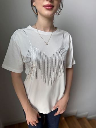 Beyaz Silver Baskılı T-Shirt