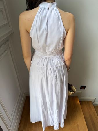 Beyaz Halter Yaka Etek Bluz Takım