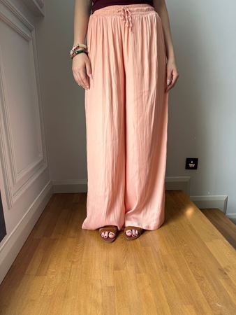 Somon Dökümlü Saten Pantolon