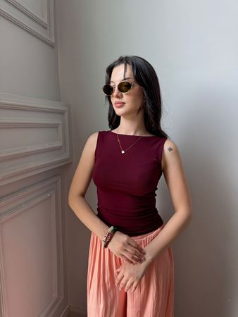 Bordo Kayık Yaka Kolsuz Atlet