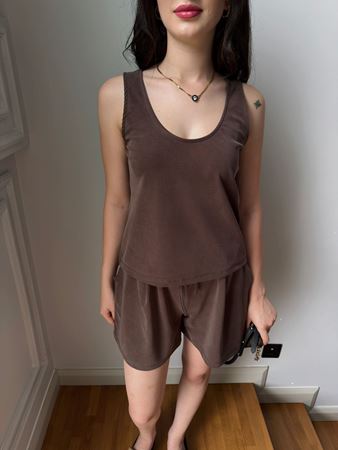 Kahverengi Premium Modal Atlet Şort Takım