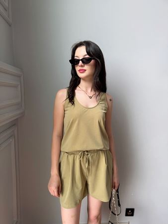 Yağ Yeşili Premium Modal Atlet Şort Takım