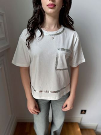 Ekru Silver Yaldızlı T-Shirt