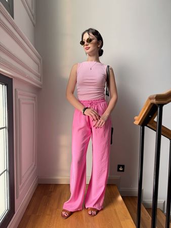 Pembe Tensel Rahat Pantolon