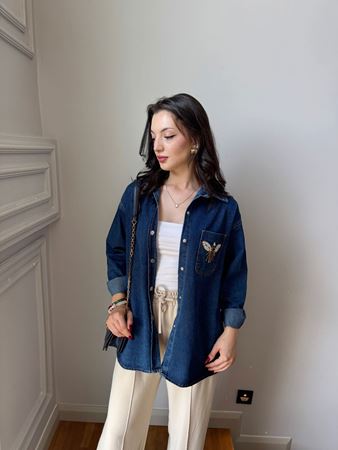 BYMN Lacivert Taşlı Arı Gömlek