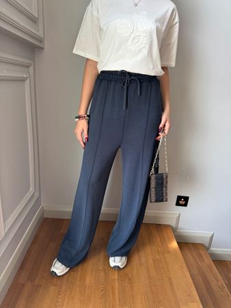 Lacivert Ön Dikiş Detaylı Modal Pantolon