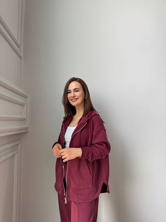 Bordo Premium OYS Sweat Eşofman Takım