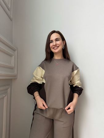 Vizon Garnili Sweat Eşofman Takım