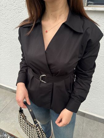 Ntwrk Siyah Vatkalı Çıtçıt Düğmeli Gömlek