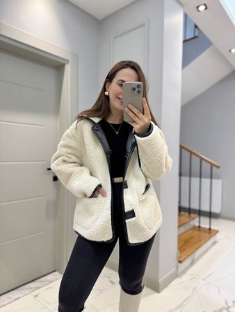 Siyah Çift Yönlü Peluş Mont