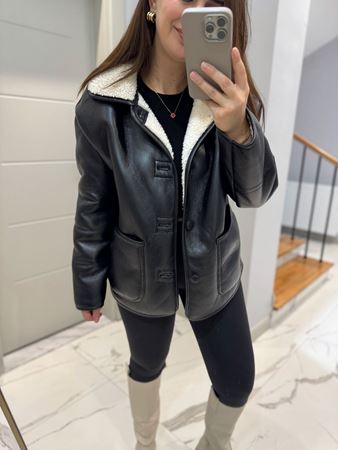 Siyah Çift Yönlü Peluş Mont