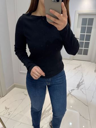 Siyah Çift Yön Fermuarlı Uzun Kol Body