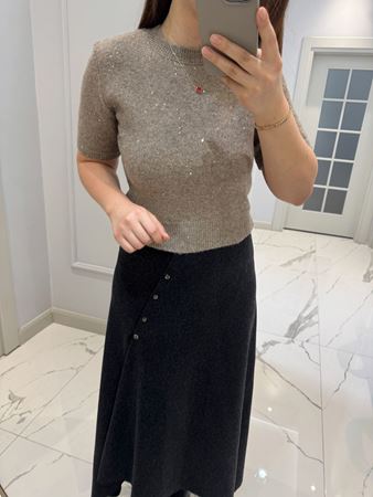 Vizon Simli Yarım Kol Triko