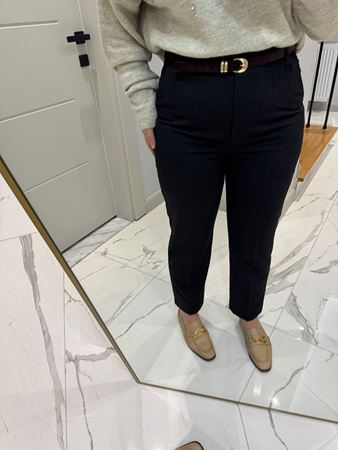 Siyah Kemerli Yüksek Bel Pantolon