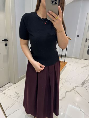 Siyah Bisiklet Yaka Basic Triko