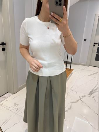 Ekru Bisiklet Yaka Basic Triko