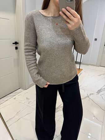 Vizon Kayık Yaka Pullu Simli Triko