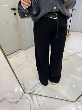 Siyah Kemerli Palazzo Pantolon