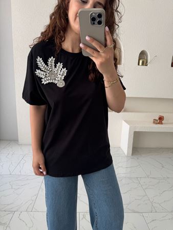 İPKYL Siyah Taşlı Tişört