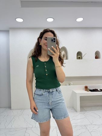 Yeşil Marka Model Fitilli U Yaka Atlet