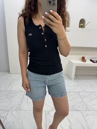 Siyah Marka Model Fitilli U Yaka Atlet