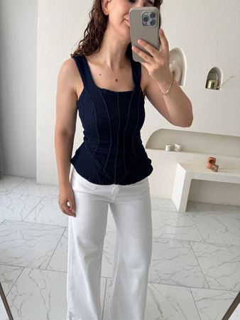 Lacivert Denim Büstiyer