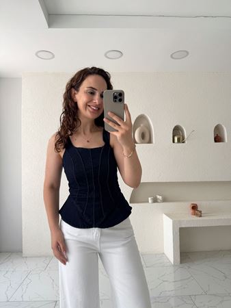 Lacivert Denim Büstiyer