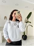 BYMN Beyaz Taşlı Sweatshirt