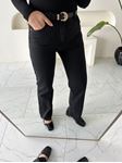 Siyah Yüksek Bel Simli Straight Fit Jean
