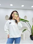 Orj Marka Beyaz Taşlı Küçük Yazı Detaylı Sweatshirt