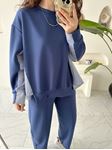 İndigo Gömlek Detaylı Modal Sweatshirt