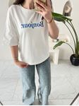 Beyaz Mavi Bonjour T-Shirt