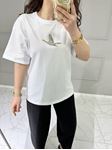 BYMN Beyaz Taş Detaylı Kuş Figürlü T-shirt