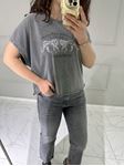 Antrasit Kaplan Desenli Yıkamalı T-Shirt