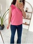 Pembe Gül Broşlu Tek Omuz Bluz