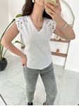 Beyaz Fisto Detaylı T-shirt