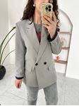 ZR Gri Premium Kapak Cepli Blazer Ceket