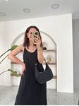 Siyah İnce Pliseli İp Askılı Elbise