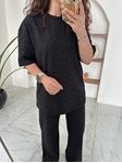 Siyah Simli Bluz Pantolon Takım