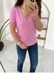 DLVN Pembe V Yaka Basic T-Shirt