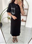 Siyah TWST Model Cep Detay Basic Elbise