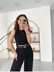 Siyah Crop Pantolon Takım