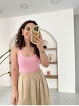 Pembe İnce Askılı Fitilli Atlet