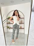 Siyah Bej Leopar Desenli Jean