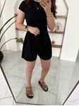 Siyah Beli Bağcıklı Tensel Şort
