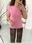 Orijinal Marka Pembe Bisiklet Yaka Basic T-Shirt