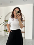 Orijinal Marka Beyaz Bisiklet Yaka Basic T-Shirt