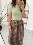Su Yeşili Yarım Kollu Penye Crop